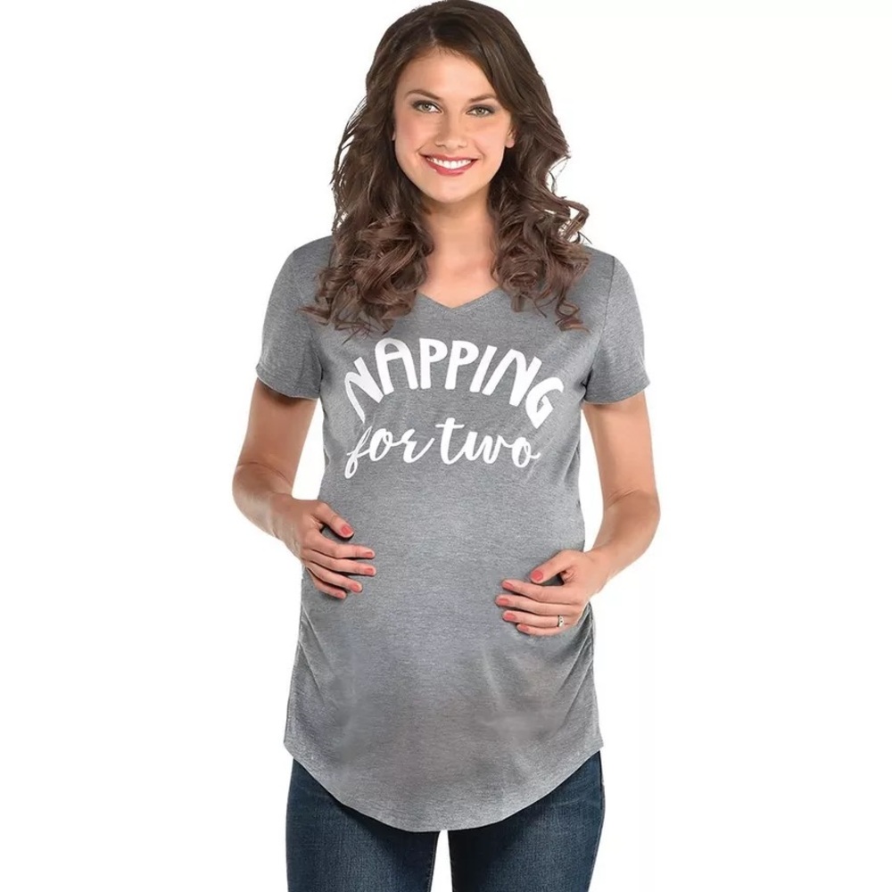 Women's "Napping for Two" Maternity T-Shirt, Grey, Variety of Sizes